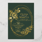 Chique bloemrijke rozenkrans bruiloft folie uitnod folie uitnodiging (Voorkant)