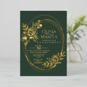 Chique bloemrijke rozenkrans bruiloft folie uitnod folie uitnodiging (Staand Voorkant)