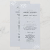 Chique bloemrozen ijsblauw eenvoudig minimaal brui programmakaart (Voorkant / Achterkant)