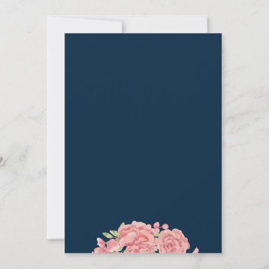 Chique bloesem blush pioenen op marine zoet zestie kaart (Achterkant)