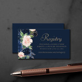 Chique Blooms | Dark Navy Blue en Blush Website Informatiekaartje