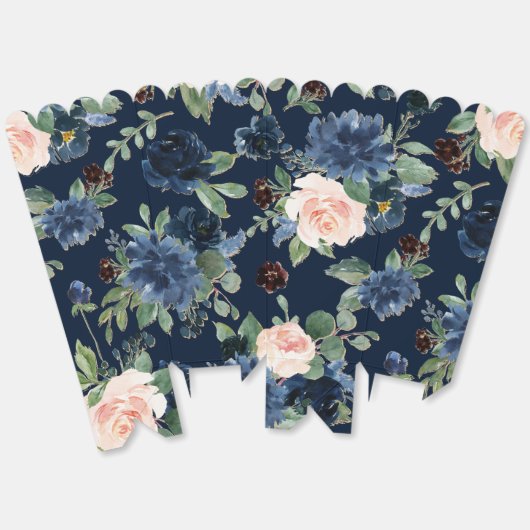 Chique Blooms | Donker Navy Blauw en Blush Pattern Bedankdoosjes (Ongevouwen)