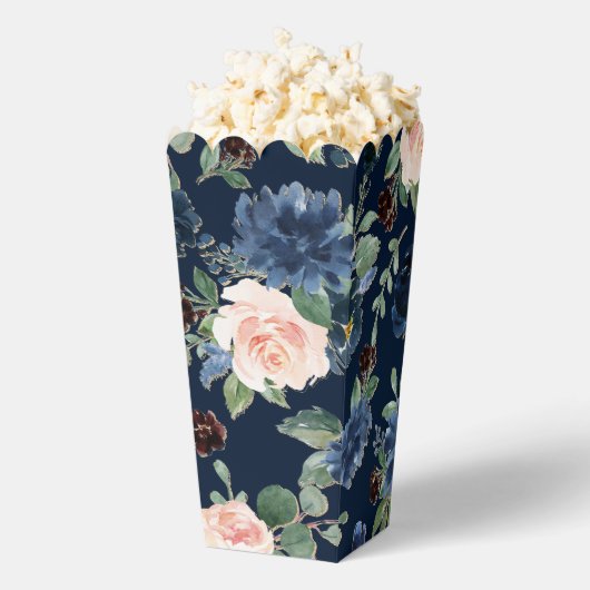 Chique Blooms | Donker Navy Blauw en Blush Pattern Bedankdoosjes (Popped)