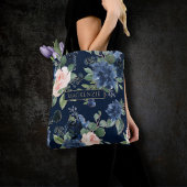 Chique Blooms | Donker Navy Blue en Blush Monogram Tote Bag