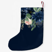Chique Blooms | Donker Navy Blue en Blush Pink Flo Kleine Kerstsok (Achterkant)