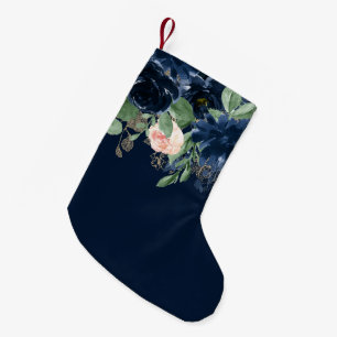 Chique Blooms   Donker Navy Blue en Blush Pink Flo Kleine Kerstsok