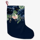 Chique Blooms | Donker Navy Blue en Blush Pink Flo Kleine Kerstsok (Voorkant)
