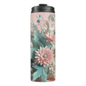 Chique Blooms: Modern Girly 3D Bloemen Delight Thermosbeker (Voorkant)
