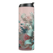 Chique Blooms: Modern Girly 3D Bloemen Delight Thermosbeker (Gedraaid links)