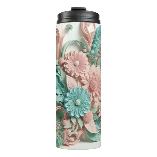 Chique Blooms: Moderne Botanische bloemenprint Thermosbeker (Voorkant)
