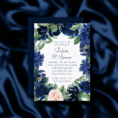 Chique Blooms | Navy Blue en Blush Bloemen bruilof Kaart
