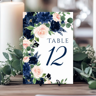 Chique Blooms   Navy Blue en Blush Floral krans Kaart