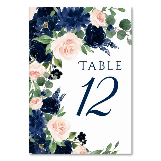 Chique Blooms | Navy Blue en Blush Floral krans Kaart (Achterkant)