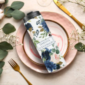 Chique Blooms | Navy Blue en Blush Floral Monogram Thermosbeker