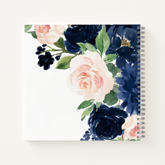Chique Blooms | Navy Blue en Blush Foto Gastenboek Notitieboek (Achterkant)