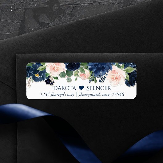Chique Blooms | Navy Blue en Blush Heart Adres Etiket