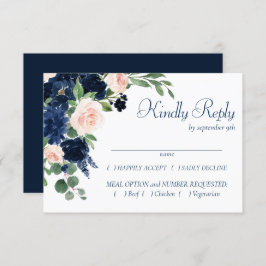 Chique Blooms | Navy Blue en Blush Lijst Entree RSVP Kaartje