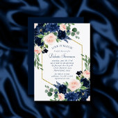 Chique Blooms | Navy Blue en Blush Pink Baby showe Kaart