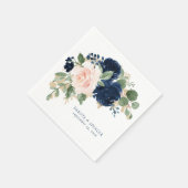 Chique Blooms | Navy Blue en Blush Pink Boeket Servet (Hoek)