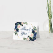Chique Blooms | Navy Blue en Blush Pink Boeketten Bedankkaart (Voorkant)