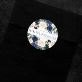 Chique Blooms | Navy Blue en Blush Pink Custom Ronde Sticker