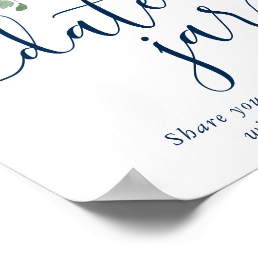 Chique Blooms | Navy Blue en Blush Pink Date Jar Poster (Hoek)