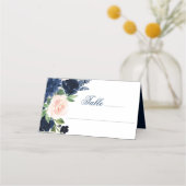 Chique Blooms | Navy Blue en Blush Pink Floral Plaatskaartje (Voorkant)