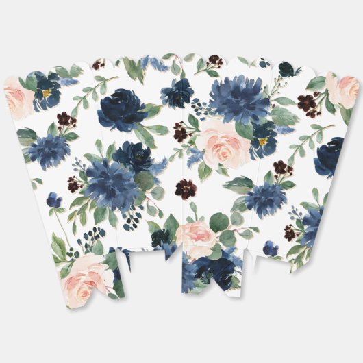 Chique Blooms | Navy Blue en Blush Pink Pattern Bedankdoosjes (Ongevouwen)
