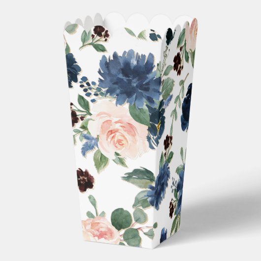 Chique Blooms | Navy Blue en Blush Pink Pattern Bedankdoosjes (Voorkant)