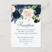 Chique Blooms | Navy Blue en Blush Pink receptie Informatiekaartje (Voorkant)