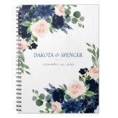 Chique Blooms | Navy Blue en Blush Pink Rose Flora Notitieboek (Voorkant)