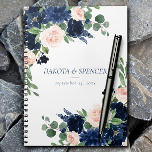 Chique Blooms   Navy Blue en Blush Pink Rose Flora Notitieboek