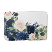 Chique Blooms | Navy Blue en Blush Roos Shimmer Badmat (Voorkant)