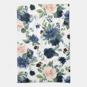 Chique Blooms | Navy Blue en Blush Roos Shimmer Theedoek (Verticaal)