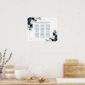 Chique Blooms | Navy en Blush Bloemen Zitkaarten Poster (Keuken)