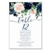 Chique Blooms | Navy en Blush Floral Gastnamen Kaart (Voorkant)