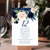 Chique Blooms | Navy en Blush Floral Gastnamen Kaart