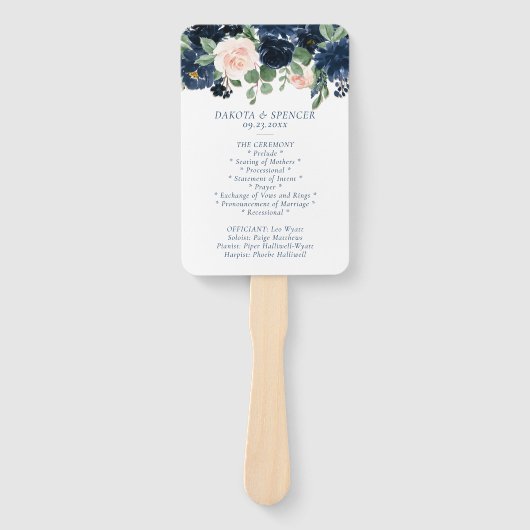 Chique Blooms | Programma Marine Blue en Blush Gar Handwaaier (Voorkant)