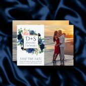 Chique Blooms | Romantisch Navy Blue en Blush 2 Fo Save The Date