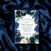 Chique Blooms | Romantisch Navy Wreath Verloving Kaart