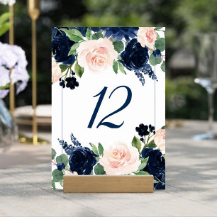 Chique Blooms   Romantische Marine Blauw en Blush  Kaart