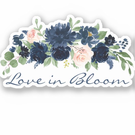 Chique Blooms | Romantische Marine Blush Liefde in Sticker (Voorkant)