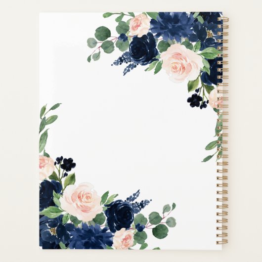 Chique Blooms | Romantische Marine en Blush Patter Planner (Achterkant)