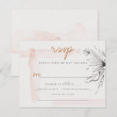 Chique Blozende Perzik Grijze Aquarel Reactiekaart RSVP Kaartje (Voorkant / Achterkant)