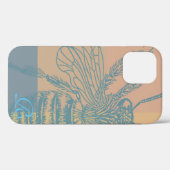 Chique Blue Bee Monogram Case-Mate iPhone Case (Achterkant (horizontaal))