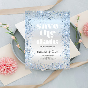 Chique Blue Glitter Dust Confetti Sla de datum op Save The Date