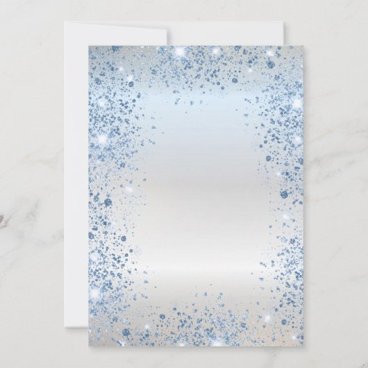 Chique Blue Glitter Dust Confetti Sla de datum op Save The Date (Achterkant)