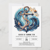 Chique Blue Ocean Verjaardag Kaart (Voorkant)