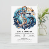 Chique Blue Ocean Verjaardag Kaart (Staand voorkant)