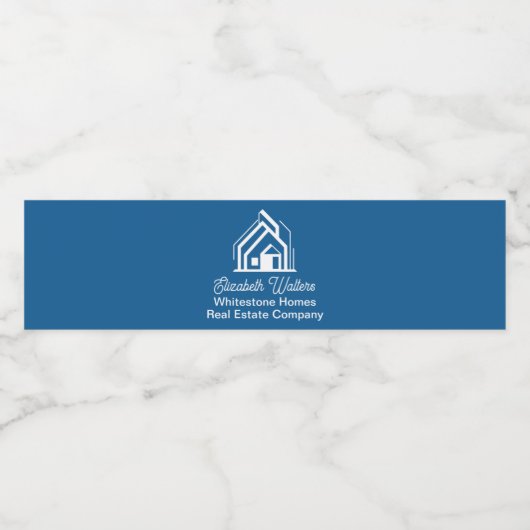 Chique Blue Onroerend Goed Bedrijf Aangepaste Make Waterfles Etiket (Enkel label)